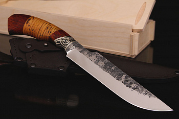 Нож "Таёжный" 95х18(эл.ковки), рукоять береста/бубинга помеле.